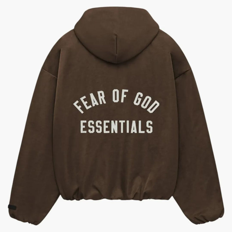 Fear of God Essentials Women's Textured Nylon Hooded Bomber Brown