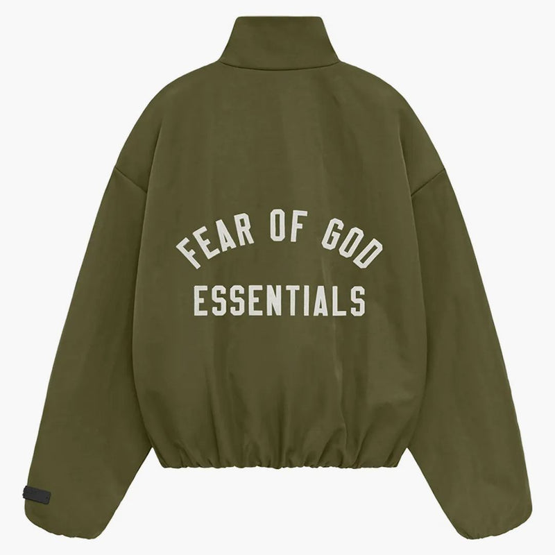 Paura di Dio Essentials Womens testurizzata Giacca da pista di nylon militare