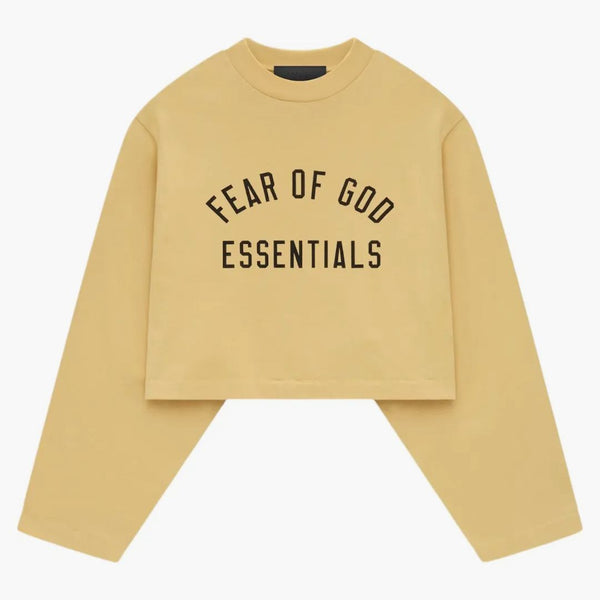 Fear Of God Essentials Womens Tri-blend Cropped Longsleeve Shirt Amber