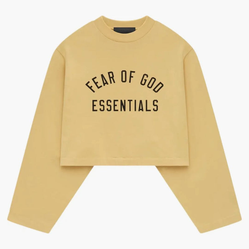 Fear Of God Essentials Womens Tri-blend Cropped Longsleeve Shirt Amber