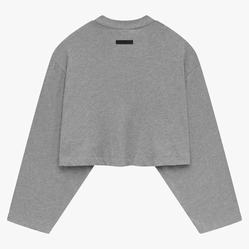 Fear Of God Essentials Womens Tri-blend Cropped Longsleeve Shirt Dark Heather
