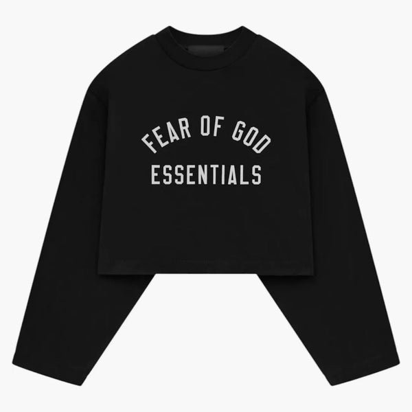 Fear Of God Essentials Women's Tri-blend Cropped Longsleeve Shirt (fw24) Black