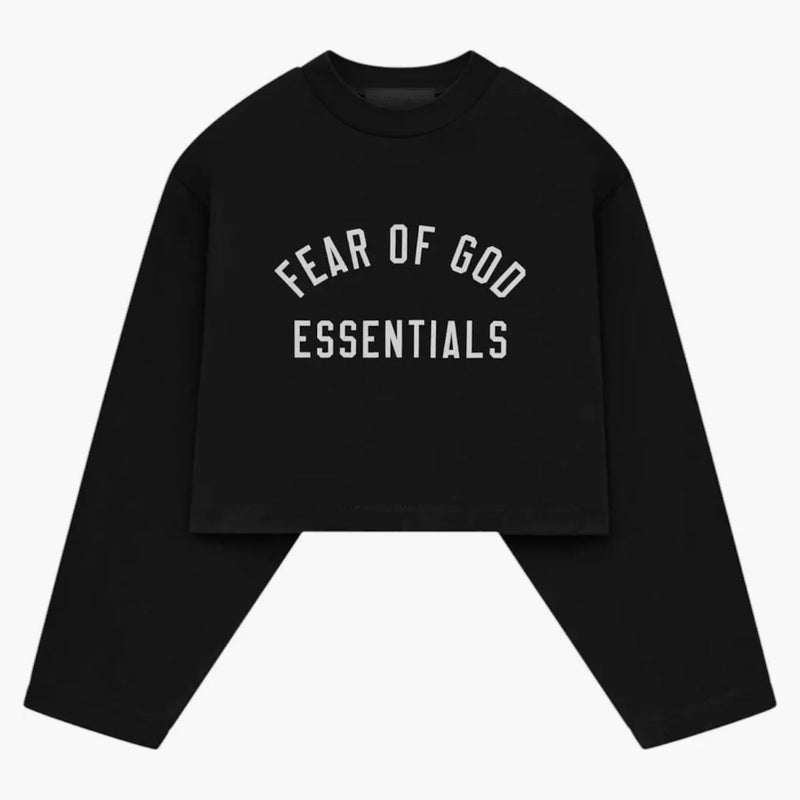 Fear Of God Essentials Women's Tri-blend Cropped Longsleeve Shirt (fw24) Black
