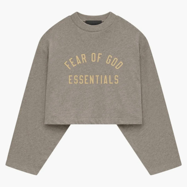 Fear Of God Essentials Women's Tri-blend Cropped Longsleeve Shirt Heather Gray