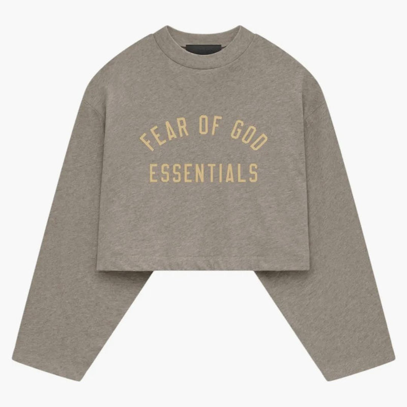 Fear Of God Essentials Women's Tri-blend Cropped Longsleeve Shirt Heather Gray