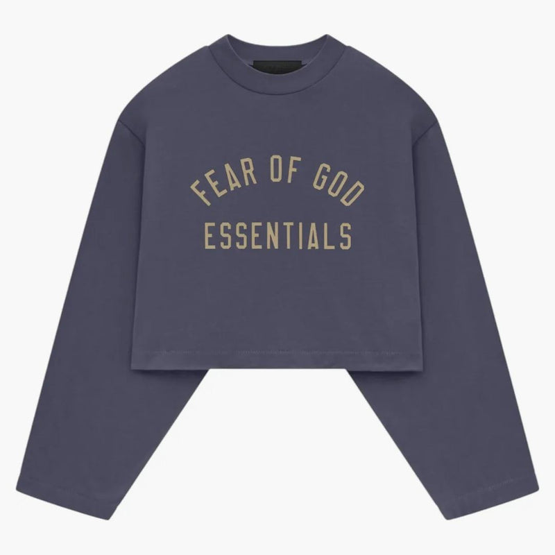 Fear Of God Essentials Women's Tri-blend Cropped Longsleeve Shirt Marine