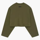 Fear Of God Essentials Womens Tri-blend Cropped Longsleeve Shirt Military