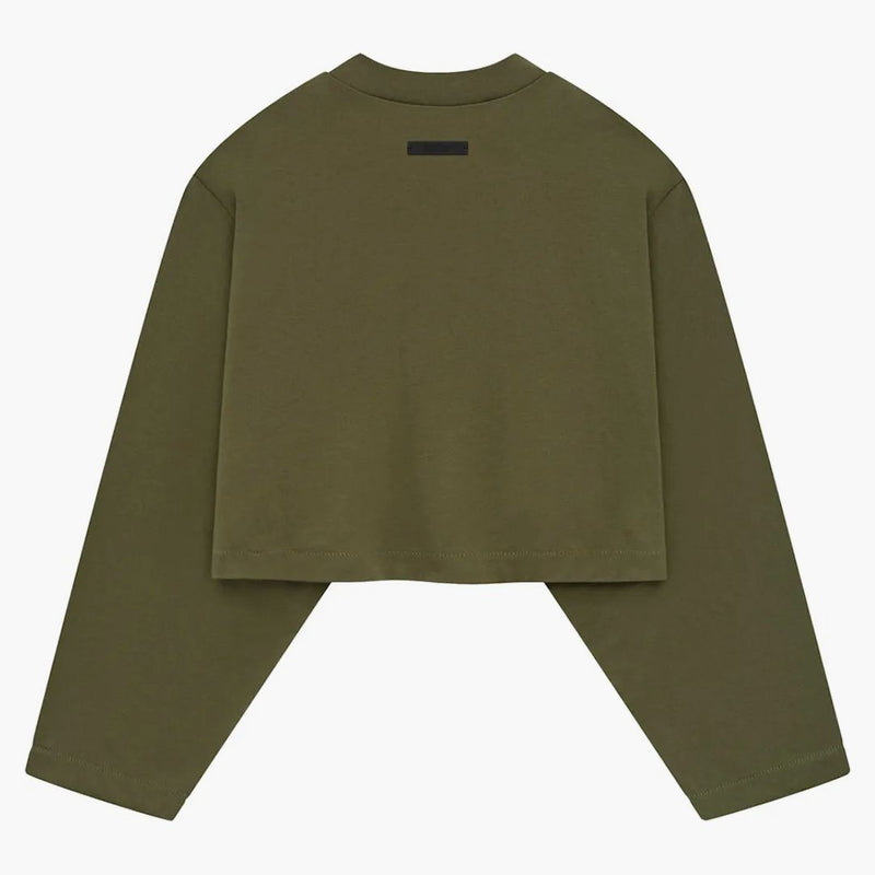 Fear Of God Essentials Womens Tri-blend Cropped Longsleeve Shirt Military