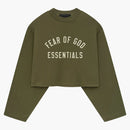 Fear Of God Essentials Womens Tri-blend Cropped Longsleeve Shirt Military