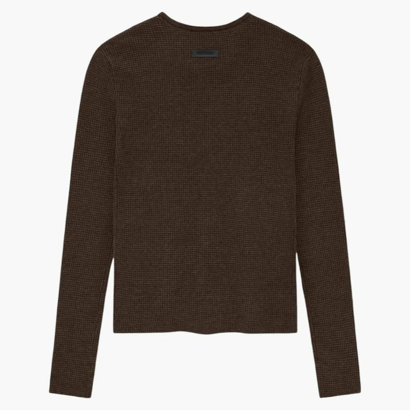 Fear of God Essentials Women's Waffle Fitted Long Sleeve Sweater Brown