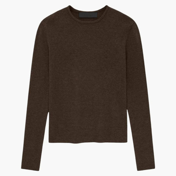 Fear of God Essentials Women's Waffle Fitted Long Sleeve Sweater Brown