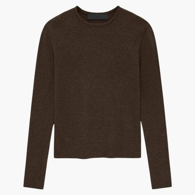 Fear of God Essentials Women's Waffle Fitted Long Sleeve Sweater Brown
