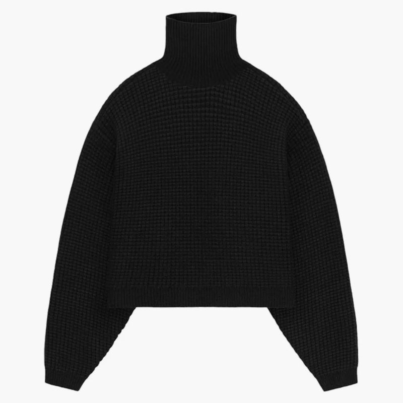 Rädsla för Gud Essentials Womens Waffle Turtleneck svart
