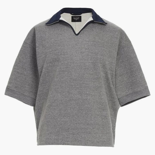 Miedo a Dios pesado Terry en V-cuello polo gris
