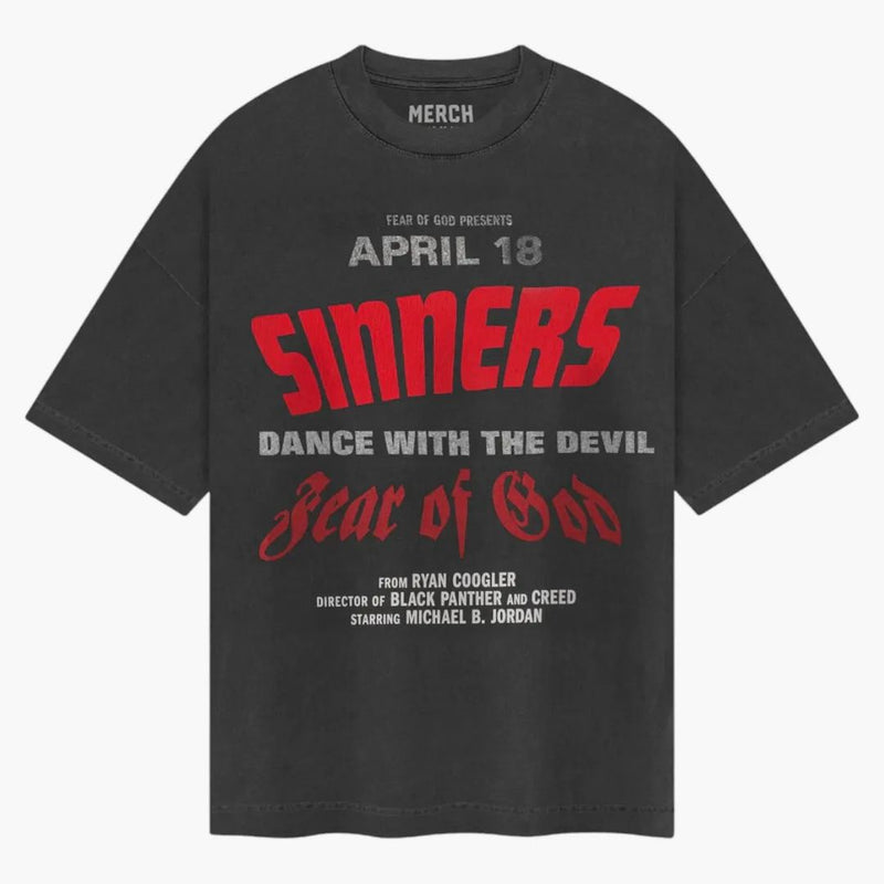 Tricou de frică de Dumnezeu păcătoși neagră
