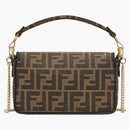 Fendi Baguette Mini Jacquard Ff Fabric Bag Brown