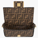 Fendi Baguette Mini Jacquard Ff Fabric Bag Brown