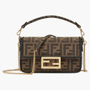 Fendi Baguette Mini Jacquard Ff Fabric Bag Brown