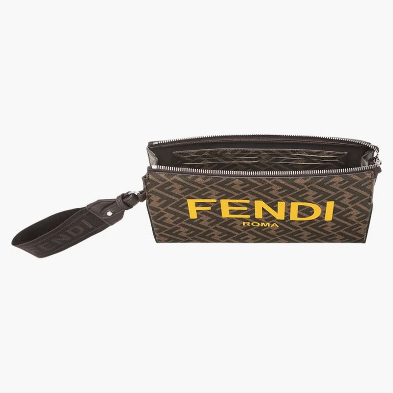 Fendi Clutch Pack ff Monogram brun/gul