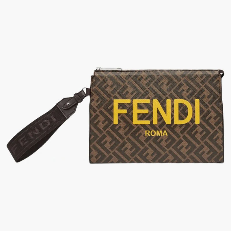 Fendi Clutch Pack ff Monogram brun/gul