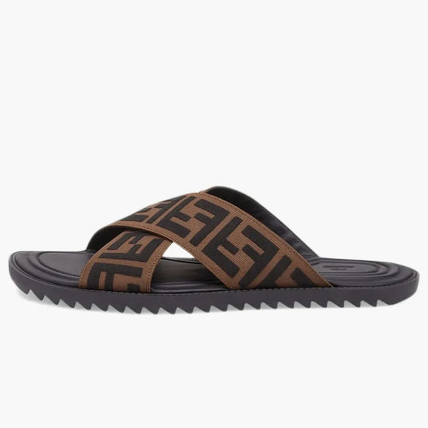 Fendi ff Cross Band Slide Black Brown