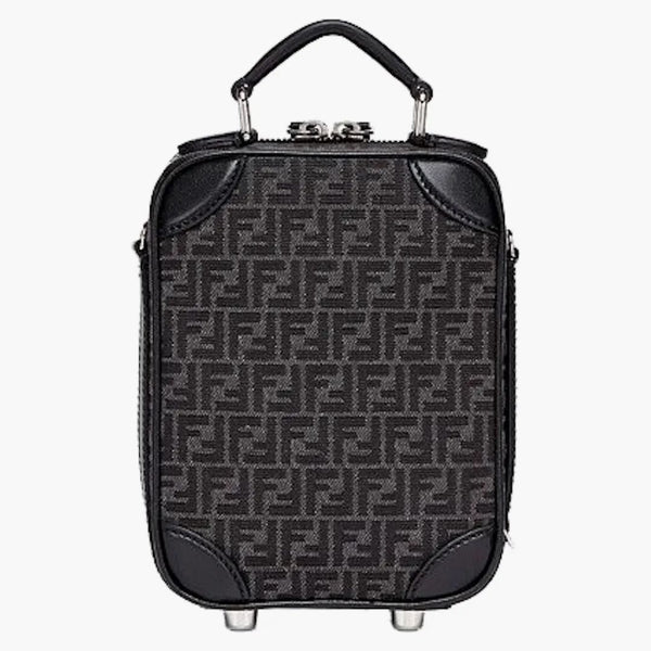 Fendi ff Jacquard mini vagn Micro Black