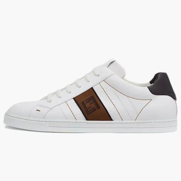 Fendi ff läder Low Toppvita brunt
