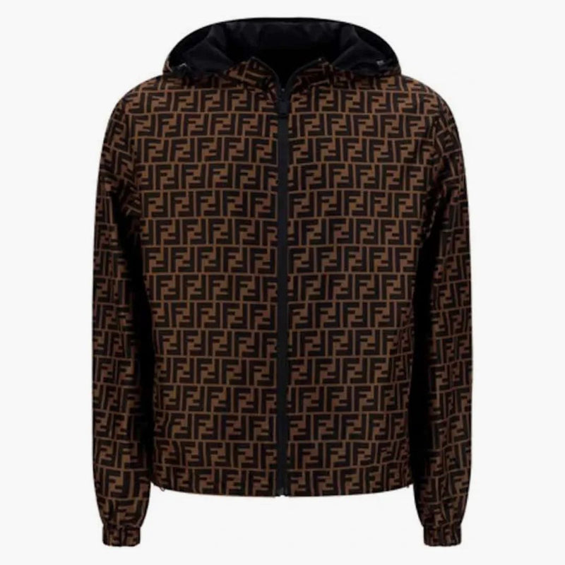 Fendi FF Logo Zip-Up Lightweight Jacket Tabacco/Moro