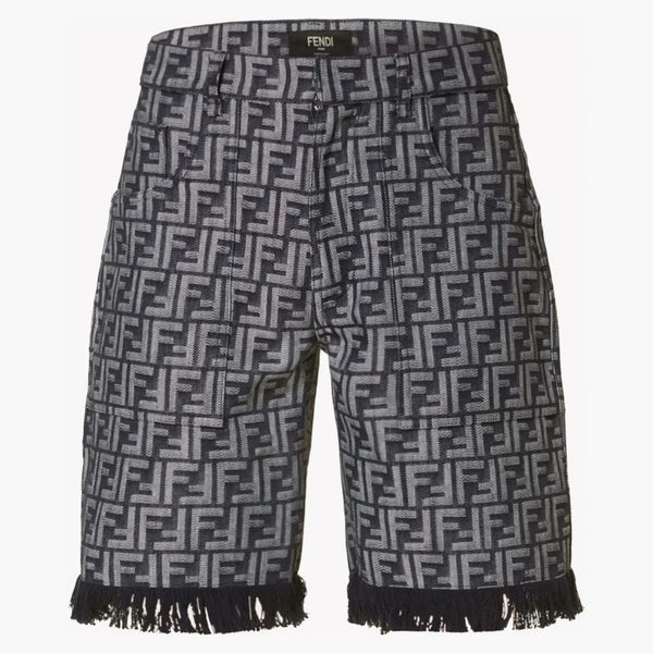 Fendi ff monogram denim shorts blå