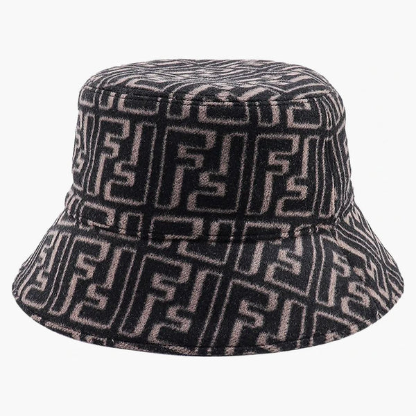 Fendi ff Motiv Mens ull och siden cloche brun