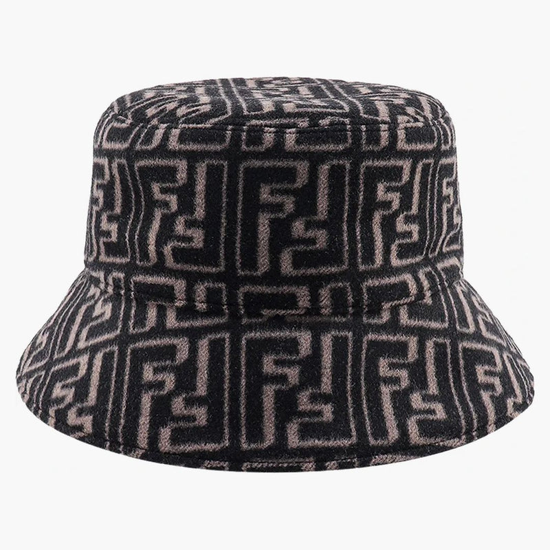 Fendi ff Motiv Mens ull och siden cloche brun