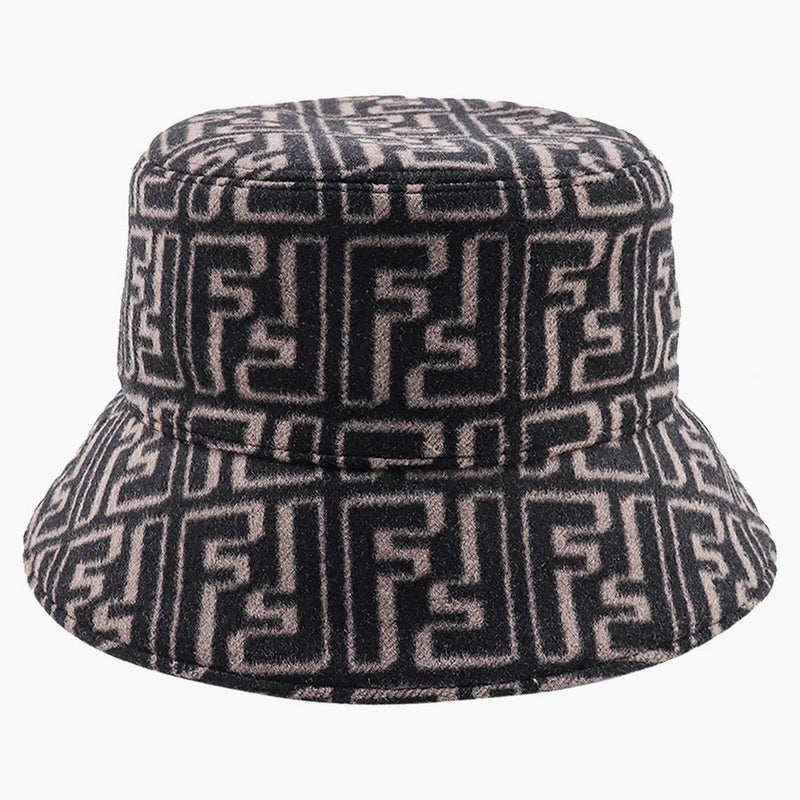 Fendi ff Motiv Mens ull och siden cloche brun