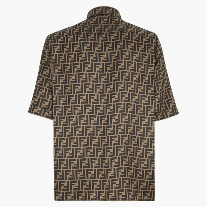 Fendi ff motiv silkeskjorta brun/tobak