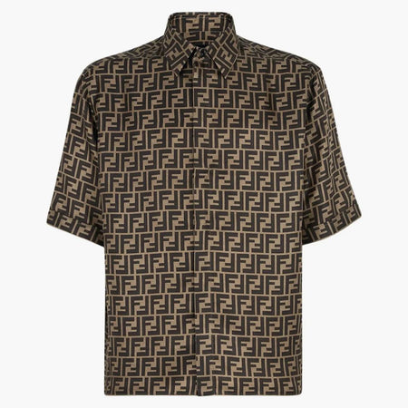 Fendi ff Motif Silk Shirt Brown/Tobacco