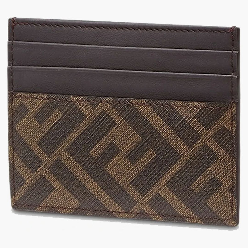 Fendi FF Paneled Card Holder Brown