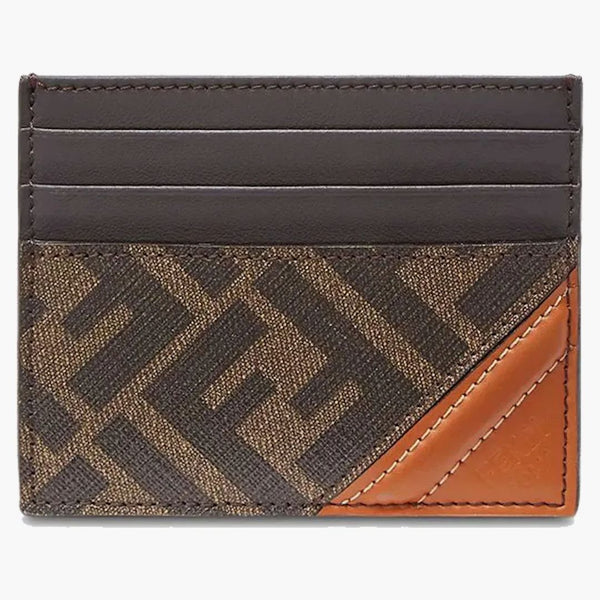 Fendi FF Paneled Card Holder Brown