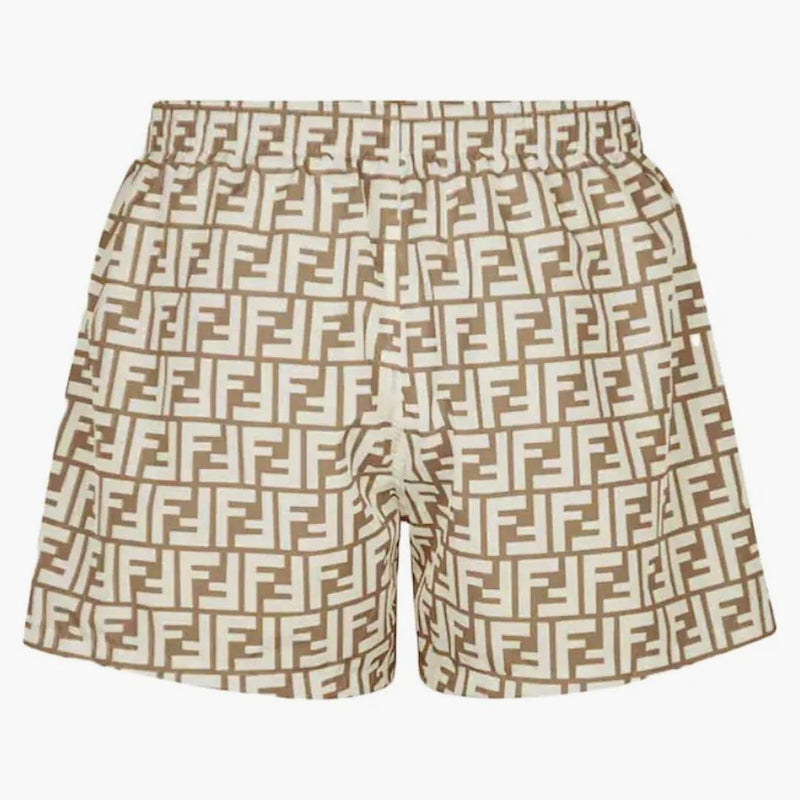 Fendi Fabric Swim Shorts Beige