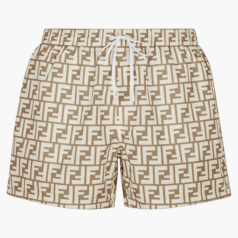 Fendi Fabric Swim Shorts Beige