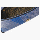 Fendi Fendace Baguette Shoulder Bag Denim Patchwork Print