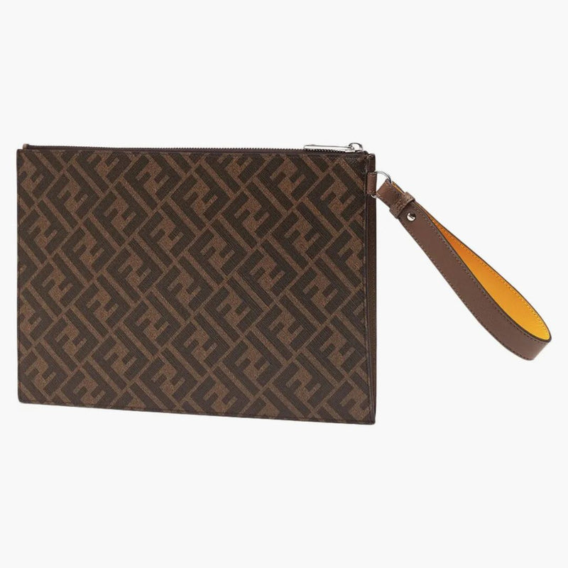 Fendi platt påse ff monogram brun/gul