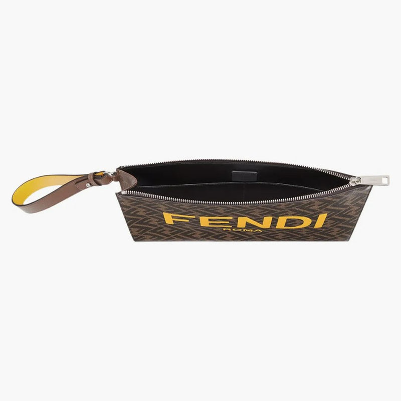 Fendi platt påse ff monogram brun/gul