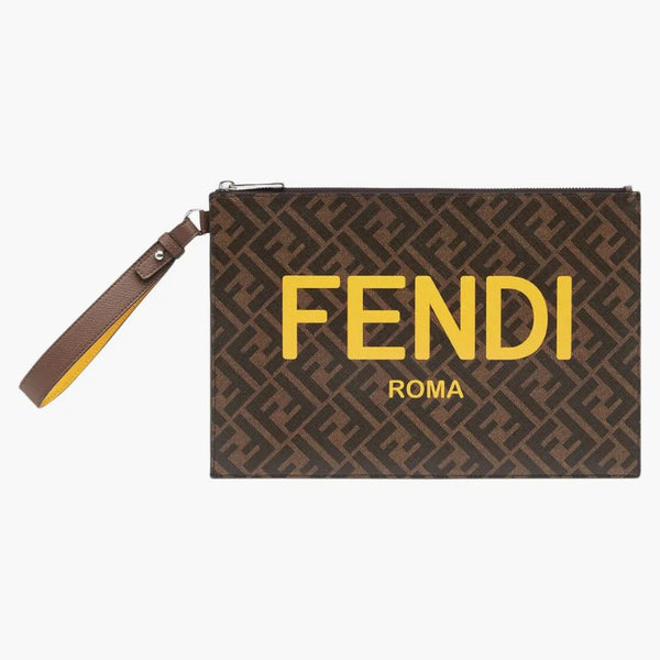 Fendi platt påse ff monogram brun/gul