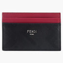 Fendi Leather Card Holder with FF Motif Black/Red