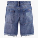 Fendi logo-patch denim shorts blue