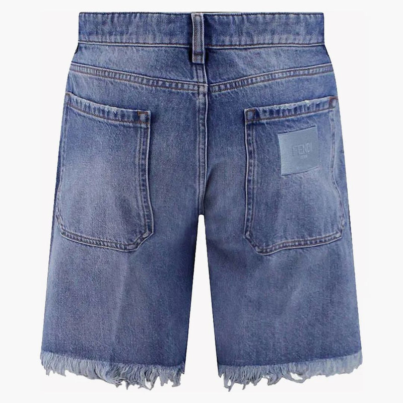 Fendi logo-patch denim shorts blå