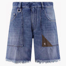 Fendi logo-patch denim shorts blue