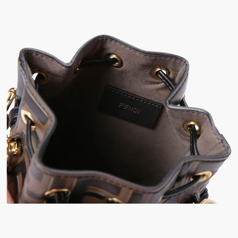 Fendi Mon Tresor Bucket Bag Zucca präglade liten tobaksvart