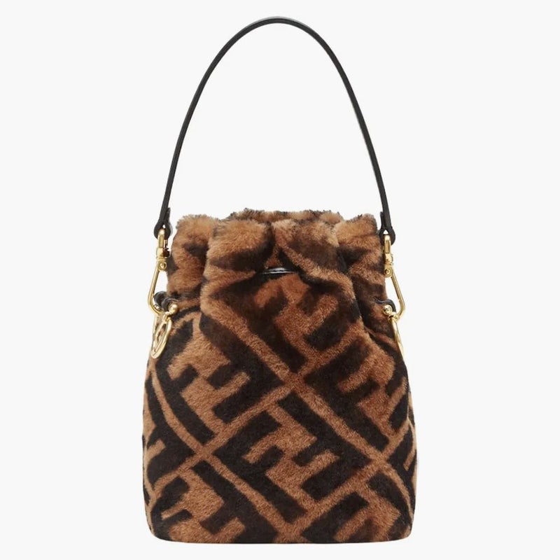 Fendi Mon Tresor mini-väska i brunt fårskinn brun