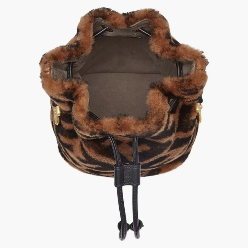 Fendi Mon Tresor mini-väska i brunt fårskinn brun