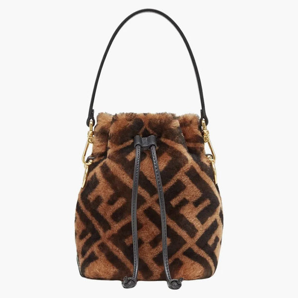 Fendi Mon Tresor mini-väska i brunt fårskinn brun